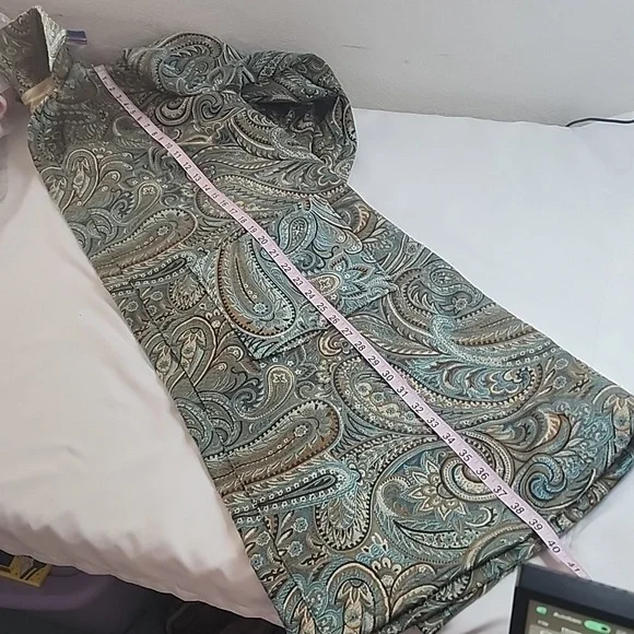 Hand Crafted Sewn Womens Paisley Floral Duster Matching Pants Slacks and Hat